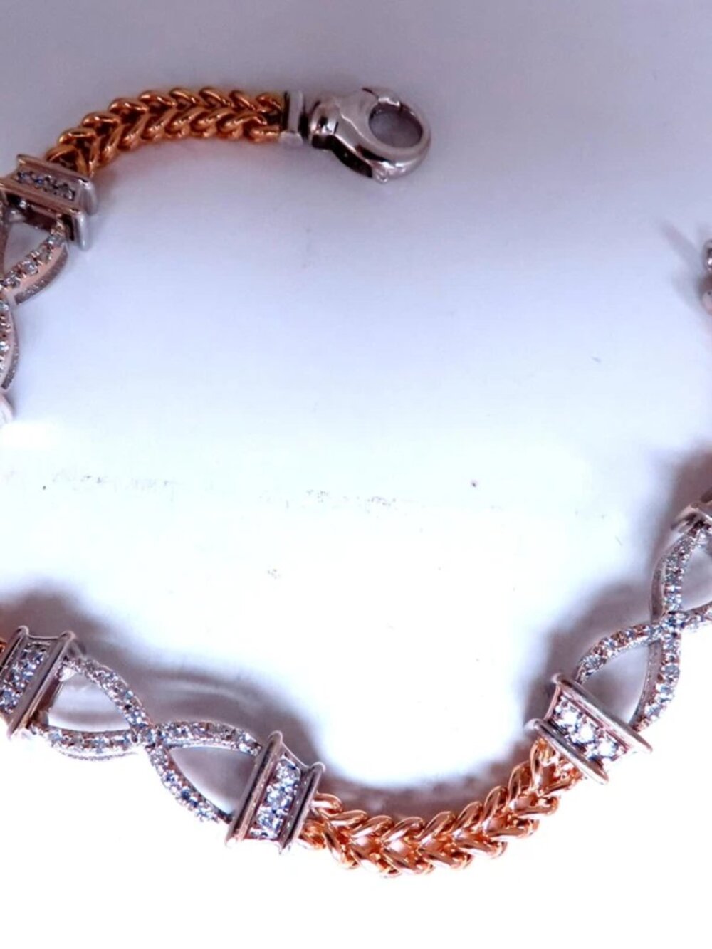 0.60ct natural diamonds x link bracelet 14kt gold 12462*
